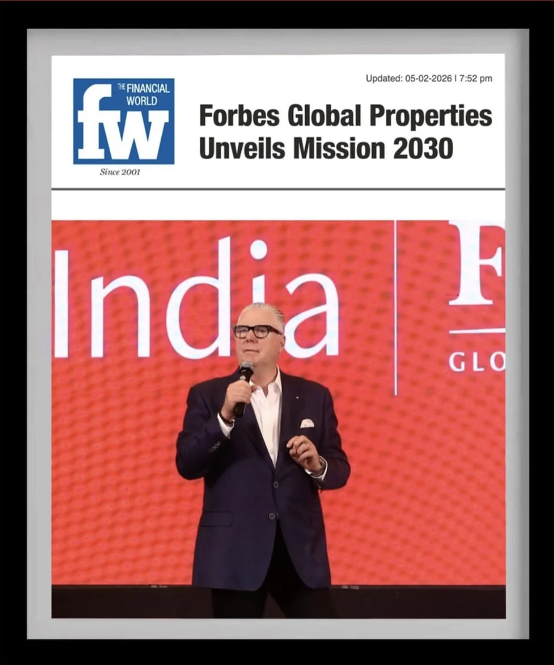 Financial World press coverage of Forbes Global Properties Mission 2030