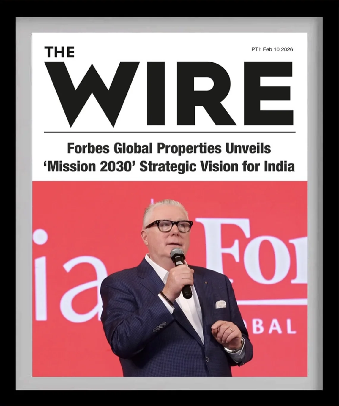 The Wire news clipping covering Forbes Global Properties strategic vision for India